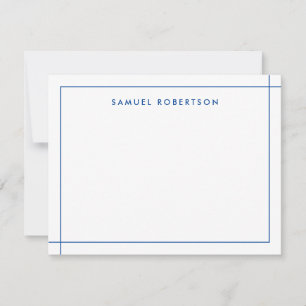 Navy Blue Simple Thin Border Corner Square Notitiekaartje