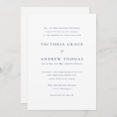 Navy Blue Simple Typography Formal Wedding Kaart (Voorkant / Achterkant)