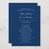 Navy Blue Simple Wedding Program Sjabloon (Voorkant / Achterkant)