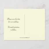 Navy Blue Sketched Flower Bewaar de datum Aankondigingskaart (Achterkant)