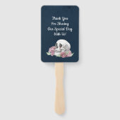 Navy Blue Skull roze Roses Lace Gothic Wedding Handwaaier (Achterkant)