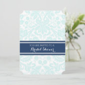 Navy Blue Sky Damask Bridal Shower Kaart (Staand voorkant)