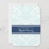 Navy Blue Sky Damask Bridal Shower Kaart (Voorkant)