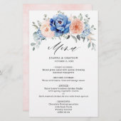 Navy Blue Slate Dusty Blush Pink Floral Menu (Voorkant / Achterkant)