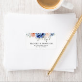 Navy Blue Slate Dusty Blush Pink Floral Wedding Etiket (Insitu)