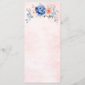 Navy Blue Slate Dusty Blush Pink Floral Wedding Menu (Achterkant)