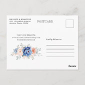 Navy Blue Slate Dusty Blush Pink Save the Date Briefkaart (Achterkant)