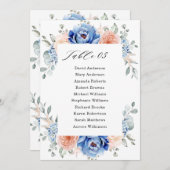 Navy Blue Slate Dusty Blush Pink Seating Chart Kaart (Voorkant / Achterkant)
