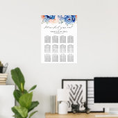 Navy Blue Slate Dusty Blush Pink Seating Chart Poster (Thuiskantoor)