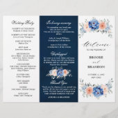 Navy Blue Slate Dusty Blush Pink Wedding Program (Voorkant)