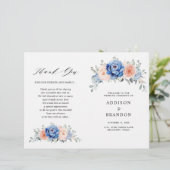 Navy Blue Slate Dusty Blush Pink Wedding Programme (Staand voorkant)