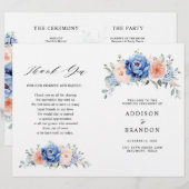 Navy Blue Slate Dusty Blush Pink Wedding Programme (Voorkant / Achterkant)