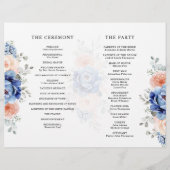 Navy Blue Slate Dusty Blush Pink Wedding Programme (Achterkant)