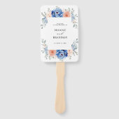 Navy Blue Slate Dusty Blush Pink Wedding Programme Handwaaier (Voorkant)