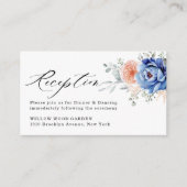 Navy Blue Slate Dusty Blush Pink Wedding Reception Informatiekaartje (Voorkant)