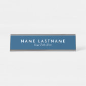 Navy Blue Sleek Simple Custom Desk Plaque d'identi (Devant)