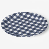 Navy Blue Small Classic Gingham Check Pset Papieren Bordje (Gekanteld)