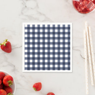 Navy Blue Small Classic Gingham Check Pset Servet