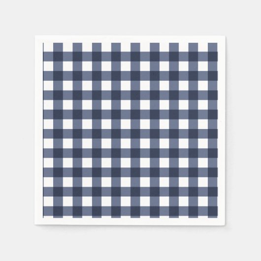 Navy Blue Small Classic Gingham Check Pset Servet (Voorkant)