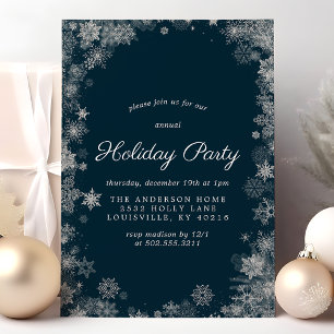 Navy Blue Sneeuwvlok Kerstfeest Vakantie Kaart