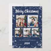 Navy Blue Snow Flake Holiday Kaart (Voorkant)