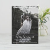 Navy Blue Snowflake 1-foto Feestdagenkaart (Staand voorkant)