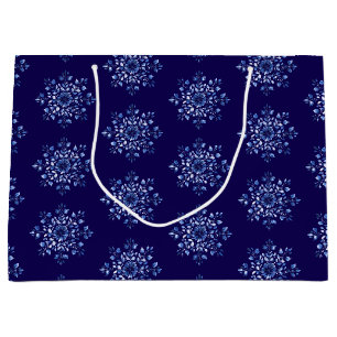 Navy Blue Snowflake Gift Bags Groot Cadeauzakje