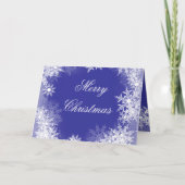 Navy Blue Snowflake kerst Feestdagen Kaart (Voorkant)