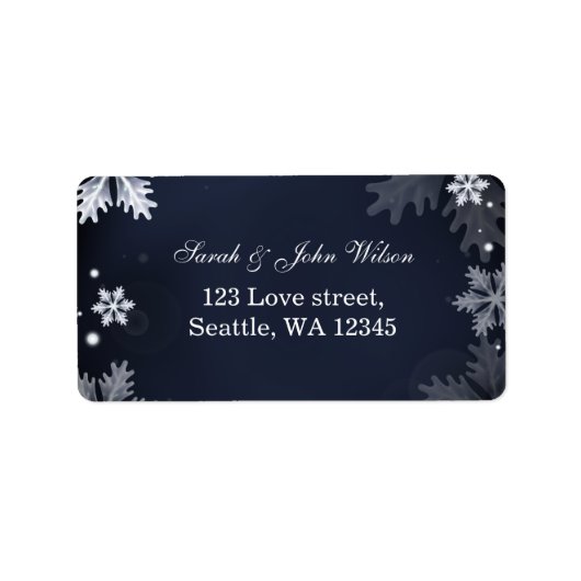 navy blue snowflakes return address label (Voorkant)