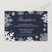 Navy Blue Snowflakes Winter Weddenschap Informatiekaartje (Voorkant)