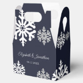 Navy Blue Snowflakes Winter Wedding Bedankdoosjes (Geopend)