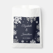 Navy Blue Snowflakes Winter Wedding Bedankzakje (Voorkant)
