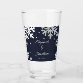 Navy Blue Snowflakes Winter Wedding Glas (Voorkant)