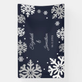 Navy Blue Snowflakes Winter Wedding Spandoek (Verticaal)
