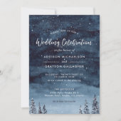 Navy Blue Snowy Winter Wonderland Weddenschap (Voorkant)