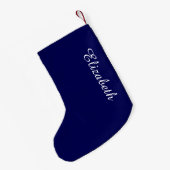 Navy Blue Solid Color past deze aan Kleine Kerstsok (Achterkant (Hangend))