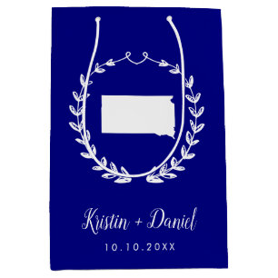Navy Blue South Dakota Map Wedding Welcome Swag Medium Cadeauzakje
