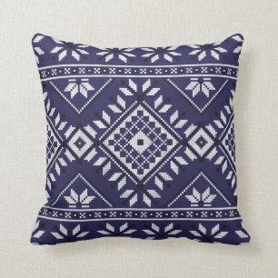 Navy Blue Southwest Native Tribal Aztec Pattern Kussen