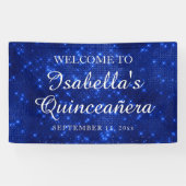 Navy Blue Sparking Quinceañera Welkomstnaam Spandoek (Horizontaal)