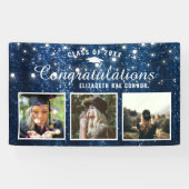 Navy Blue Sparkle Afstuderen Photo Banner (Horizontaal)