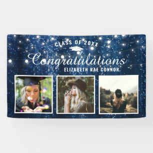 Navy Blue Sparkle Afstuderen Photo Banner