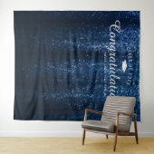 Navy Blue Sparkle Afstuderen Photo Booth Backdrop Wandkleed (In Situ (horizontaal))
