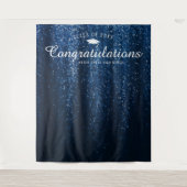 Navy Blue Sparkle Afstuderen Photo Booth Backdrop Wandkleed (Voorkant)