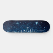 Navy Blue Sparkle Glitter, gepersonaliseerd Skateboard (Horizontaal)