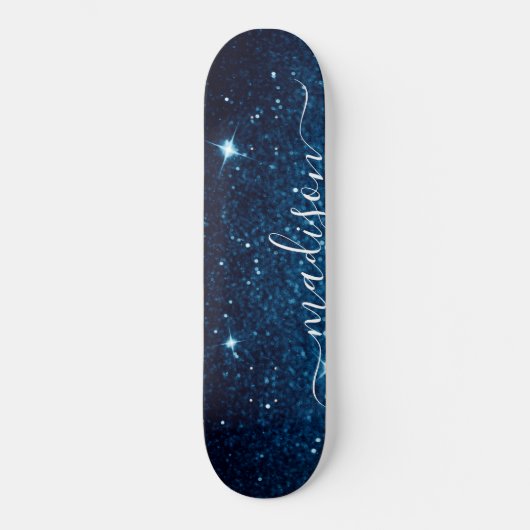 Navy Blue Sparkle Glitter, gepersonaliseerd Skateboard (Voorkant)