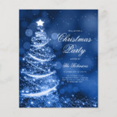 Navy Blue Sparkling Xmas Tree Uitnodigen Programma (Voorkant)