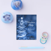 Navy Blue Sparkling Xmas Tree Uitnodigen Programma Flyer (Enkel)