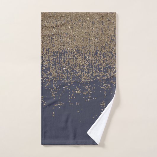 Navy Blue Sparkly Glitter Ombre Handdoek (Handdoek)
