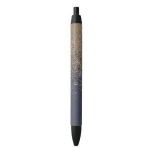 Navy Blue Sparkly Glitter Ombre Zwarte Inkt Pen