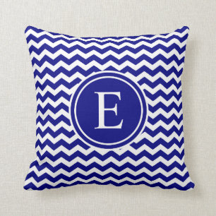 Navy Blue Specialized Chevron Monogram Kussen